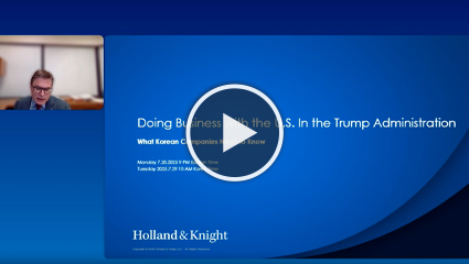 Blue PowerPoint slide and white play button